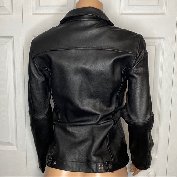 Silver Jeans Soft Black Leather Button Up Jacket M - Picture 3 of 7